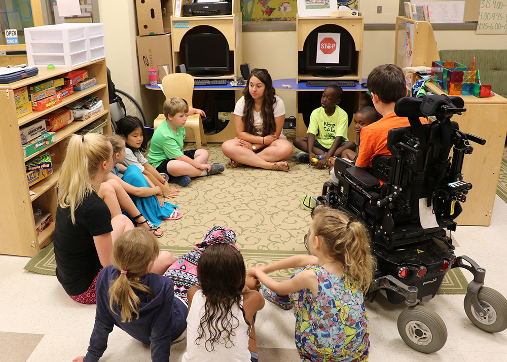 Teacher teaching in an inclusive classroom